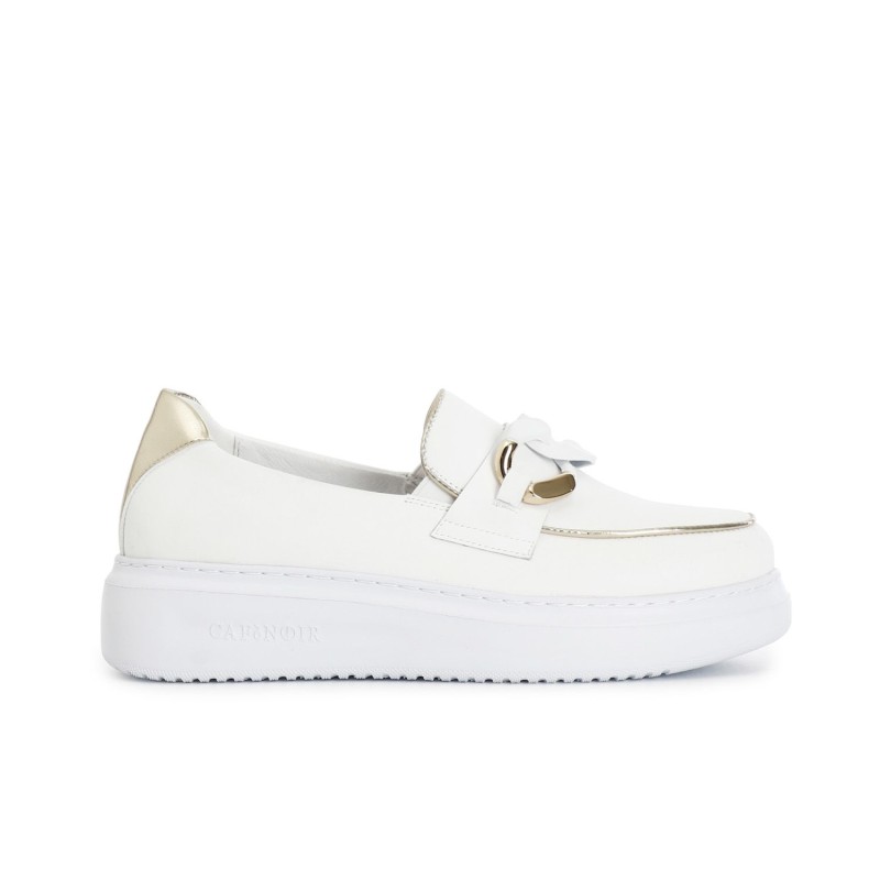 Mocassino Donna Cafenoir 1016 - Bianco/Platino